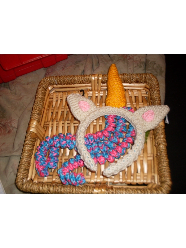 Hand Crocheted Unicorn Headband.