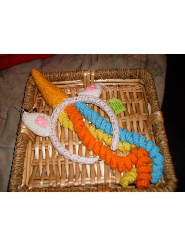 Hand Crocheted Unicorn Headband.