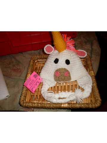 Hand Crocheted Hat Size Child Unicorn