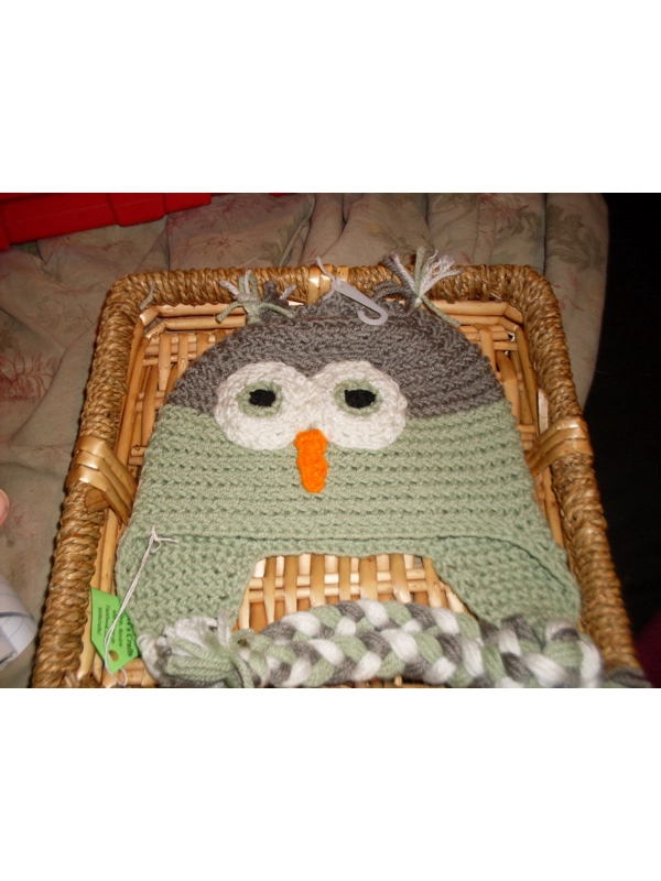 Hand Crocheted Hat Size Teen/Adult Owl