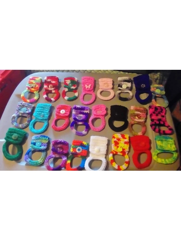 Hand Crocheted Towel Holders set of 5 Random Colors