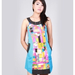 Blue printed dress (302)