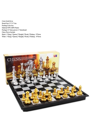 Gold & silver magnetic chess set