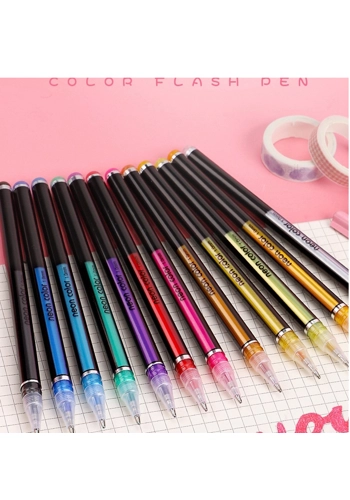 12pc & refil lglitter neon color pen set