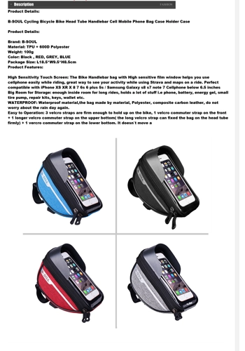 Bicycle phone holder bag