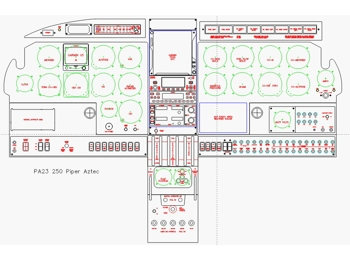 Piper PA 23 Aztec/Apache  panel CAD drawing