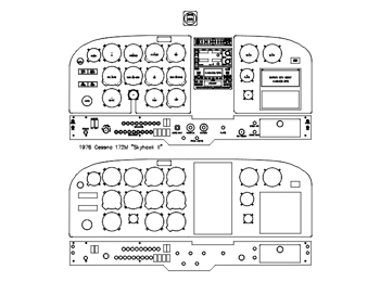 Cessna 172M (1976) "Skyhawk II" panel drawing DXF
