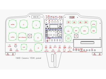 Cessna 150 H panel CAD drawing.