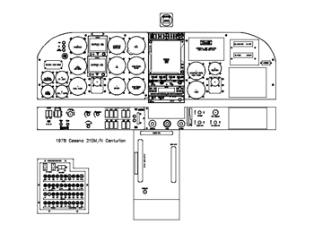 Cessna 210 M/N (Centurion) panel CAD drawing