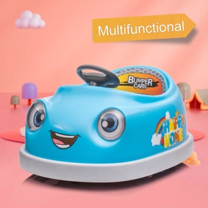 Bumper Car for Kids, 12v Dual Drive 1-6 Years Old Children's Electric Car with Pushrod Dinner Plate