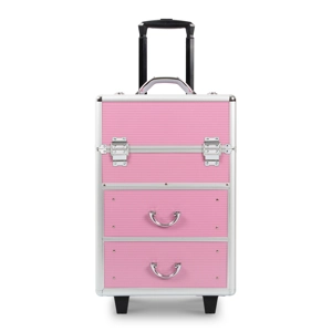 Rolling Makeup Case with Drawers, Makeup Trolley Case With Wheels Makeup Travel Case Organizer