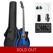 Glarry GMB101 4 string Electric Acoustic Bass Guitar Blue