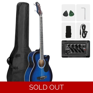 Glarry GMB101 4 string Electric Acoustic Bass Guitar Blue