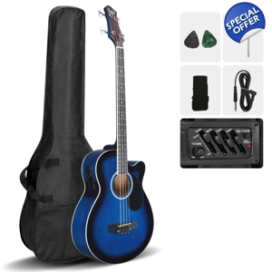 Glarry GMB101 4 string Electric Acoustic Bass Guitar Blue