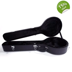 5-String 6-String Microgroove Pattern Leather Wood Banjos Case Black