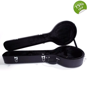 5-String 6-String Microgroove Pattern Leather Wood Banjos Case Black