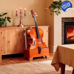 Full-Size 4/4 Cello Base Stand/Support – Reddish-Brown Finish + Foam Protection