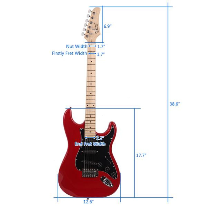 Additional Image for Glarry GST Stylish Electric Guitar Kit with Black Pickguard Red