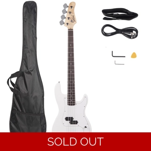 Glarry GP Electric Bass Guitar White