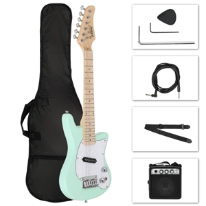 Glarry 30in Mini Electric Guitar Kit Green with 5W Amplifier
