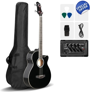 Glarry GMB101 4 string Electric Acoustic Bass Guitar Black