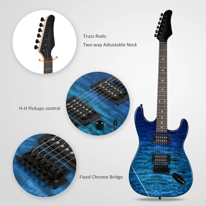 Additional Image for 39in Beginner Electric Guitar H-H Pickups Blue
