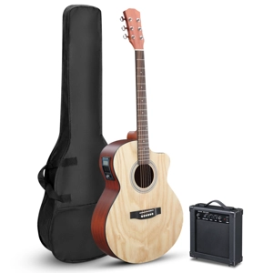 KMA201 41-Inch Acoustic Electric Guitar Starter Kit with 10W Amp, Bag, Tuner & Accessories – Natural