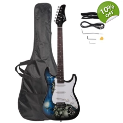 GST-E Electric Guitar Skulls Blue