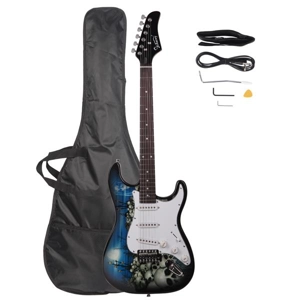 GST-E Electric Guitar Skulls Blue