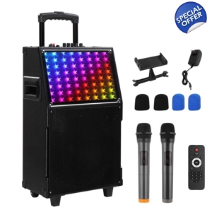 Premium 12-inch Speaker with 60W Power Karaoke Machine, LED Spectrum Lighting, Bluetooth Remote,