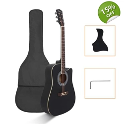 GT502 41-Inch Notch Spruce Panel Matte Edging Folk Guitar Black