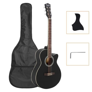 Glarry GT501 40 inch Spruce Front Cutaway Folk Guitar Black