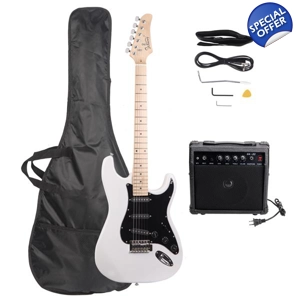 Glarry GST Electric Guitar w/20W Amplifier White