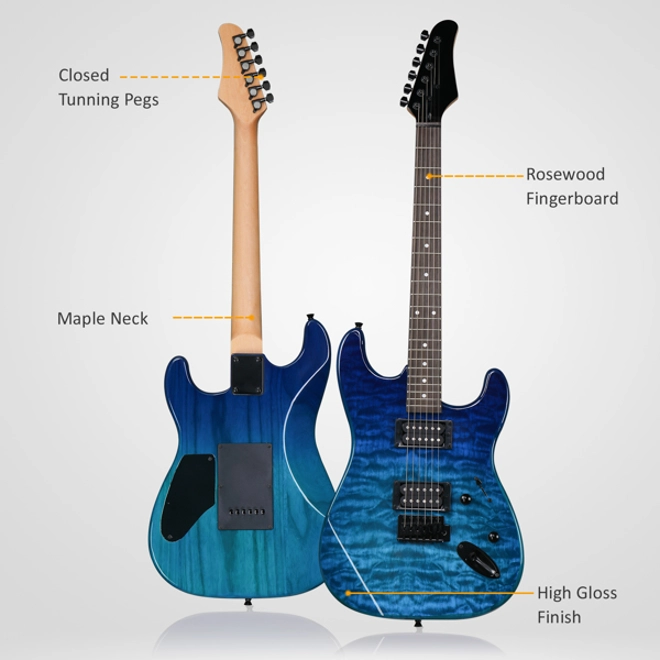 Additional Image for 39in Beginner Electric Guitar H-H Pickups Blue