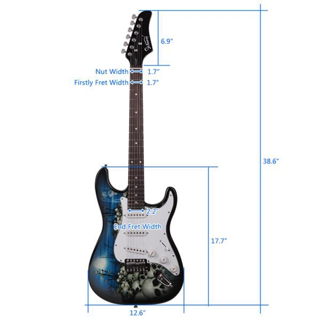 Additional Image for GST-E Electric Guitar Skulls Blue