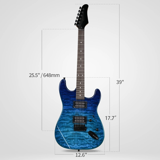 Additional Image for 39in Beginner Electric Guitar H-H Pickups Blue