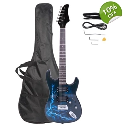 ST Style Electric Guitar Lightning Black And Blue