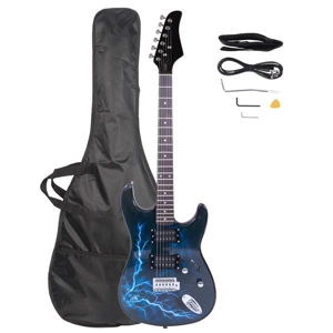 ST Style Electric Guitar Lightning Black And Blue