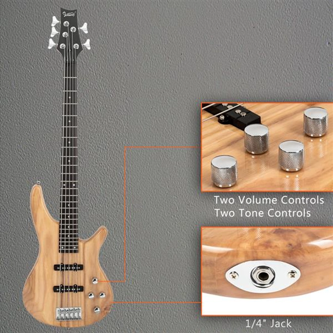 Additional Image for Glarry GIB Electric 5 String Bass Guitar Natural