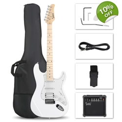 Glarry GST Electric Guitar HSS Pickups w/20W Amplifier White