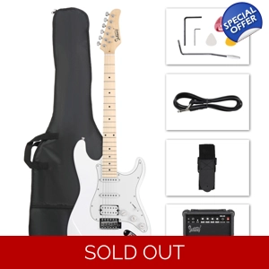 Glarry GST Electric Guitar HSS Pickups w/20W Amplifier White