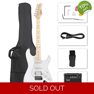 Glarry GST Electric Guitar HSS Pickups w/20W Amplifier White