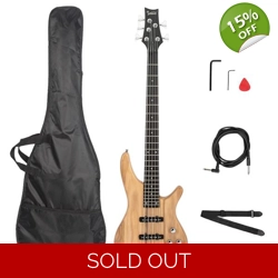 Glarry GIB Electric 5 String Bass Guitar Natural