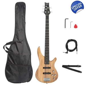 Glarry GIB Electric 5 String Bass Guitar Natural