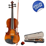 3/4 Acoustic Violin Case Bow Rosin Natural