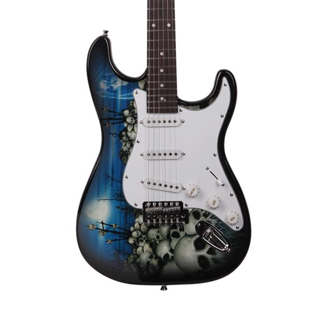 Additional Image for GST-E Electric Guitar Skulls Blue