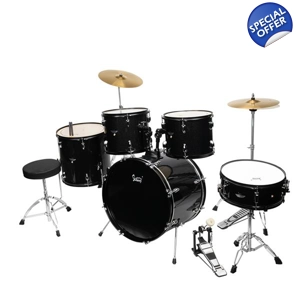 Glarry Full Size Adult Drum Set 5-Piece Black