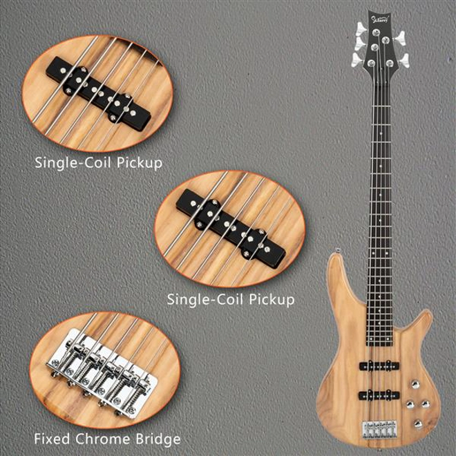 Additional Image for Glarry GIB Electric 5 String Bass Guitar Natural