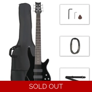 Glarry Full Size GIB 6 String H-H Pickup Electric Bass Guitar Black