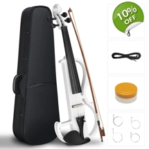 4/4 Bunnel Edge Electric Silent Violin with Case White